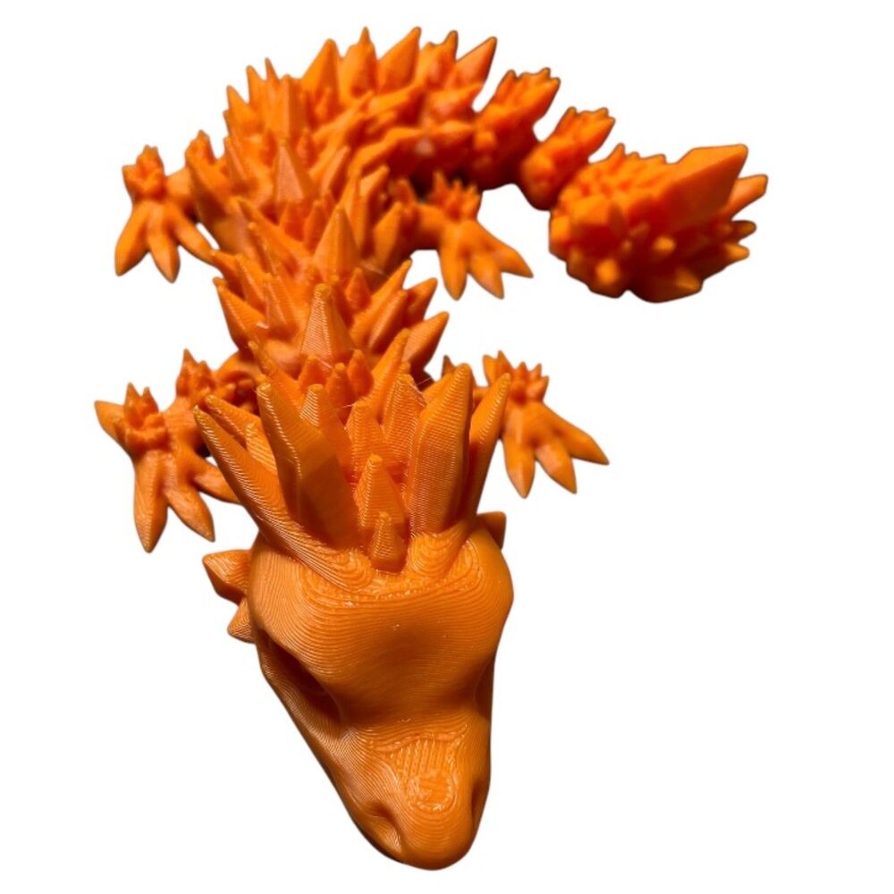 3D Printed - 11" Baby Crystal Dragon - Orange - #3019-09